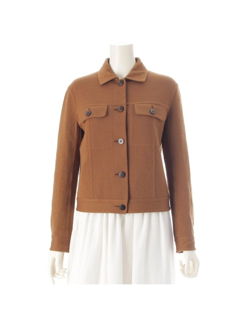 Hermes Wool Double Face Jacket with Solde Brown 36